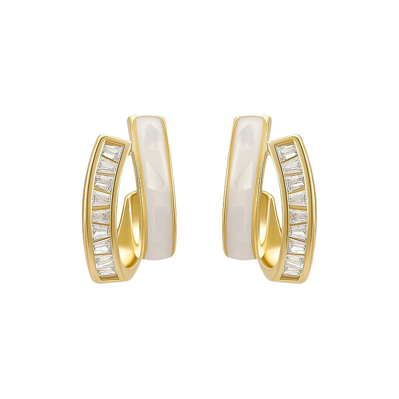 Elegant Double-Layer Rhinestone Stud Earrings DP25D820