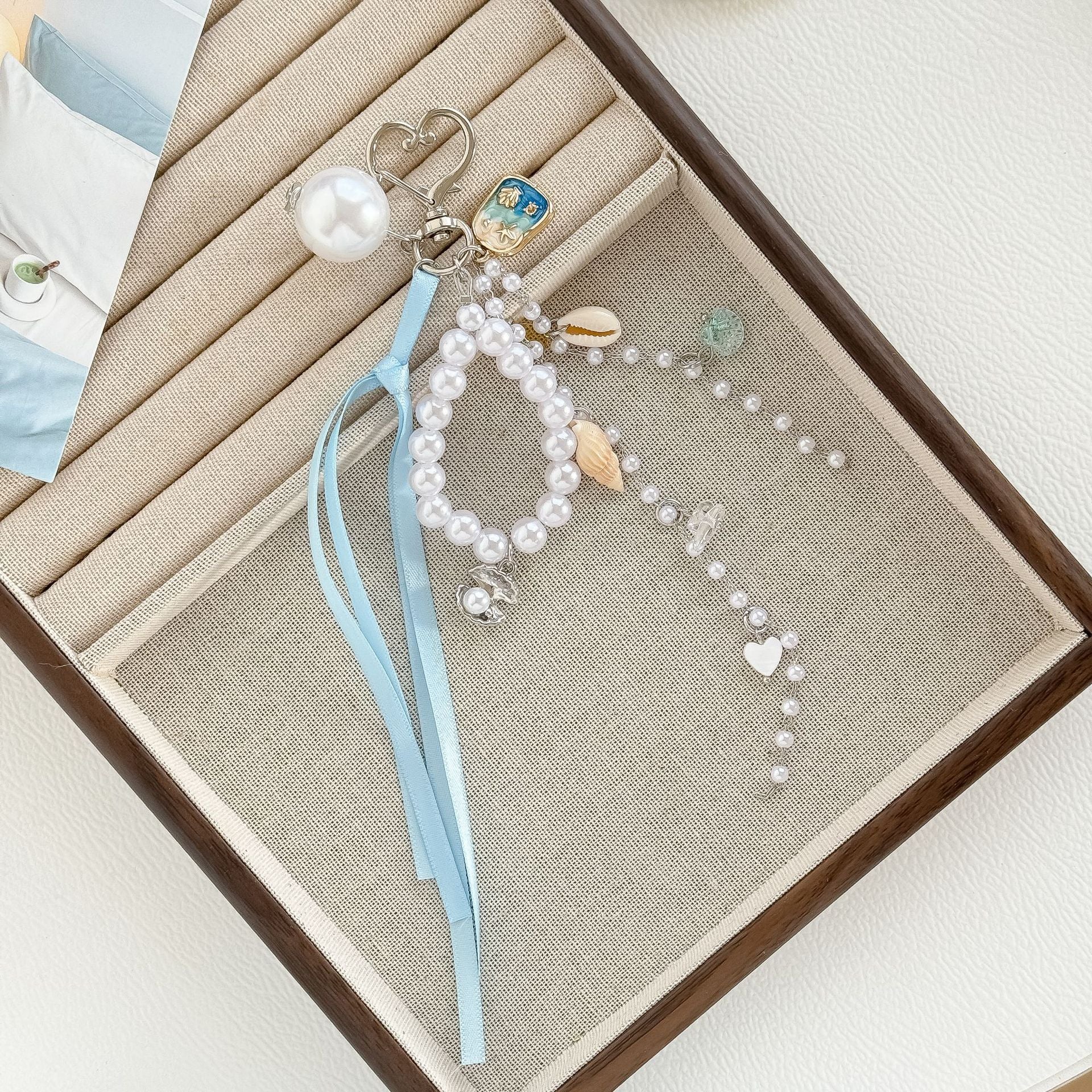 Fresh Pearl Chain Conch Pendant Keychain Bag Charm 6W10BBC382