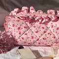 Flower Print Ruffle Cosmetic Bag - DippedShop Wholesale - #1379