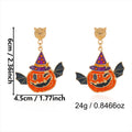 Halloween Rhinestone Pumkin Bat Pendant Dangle Earrings 6W6JER552