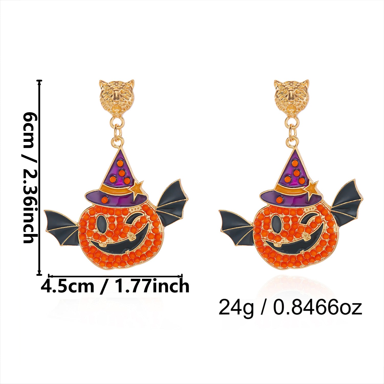Halloween Rhinestone Pumkin Bat Pendant Dangle Earrings 6W6JER552
