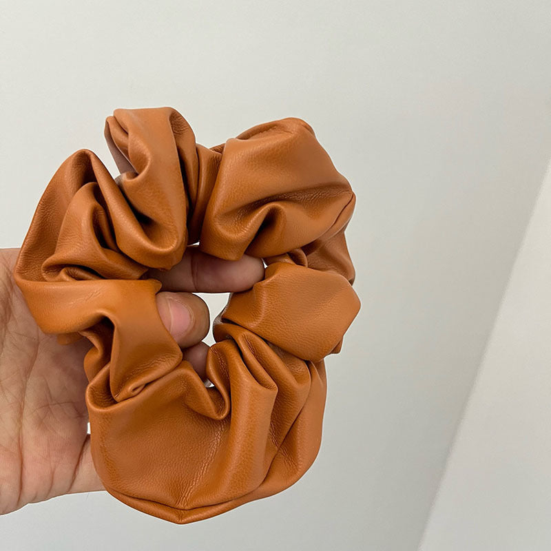 Danity Leather Ruffled Elastic Hair Scrunchies MK2BW6W6HSR53