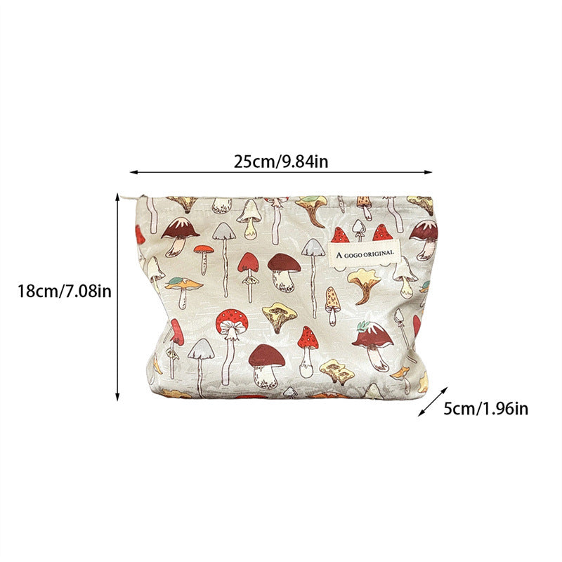 Vintage Mushroom Print Large Capacity Makeup Bag MK2BW6S10BOB66