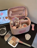 Cute Solid Color Love Heart Embroidery Makeup Bag MK2BW6S10BOB80
