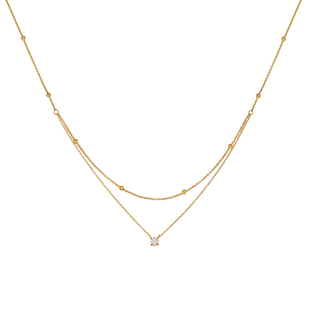 Fashion Double-Layer Rhinestone Choker Necklace 6W6JNC1074
