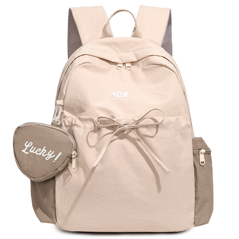 Sweet Solid Color Bowknot Large Capacity Backpack 6S10BBG1449