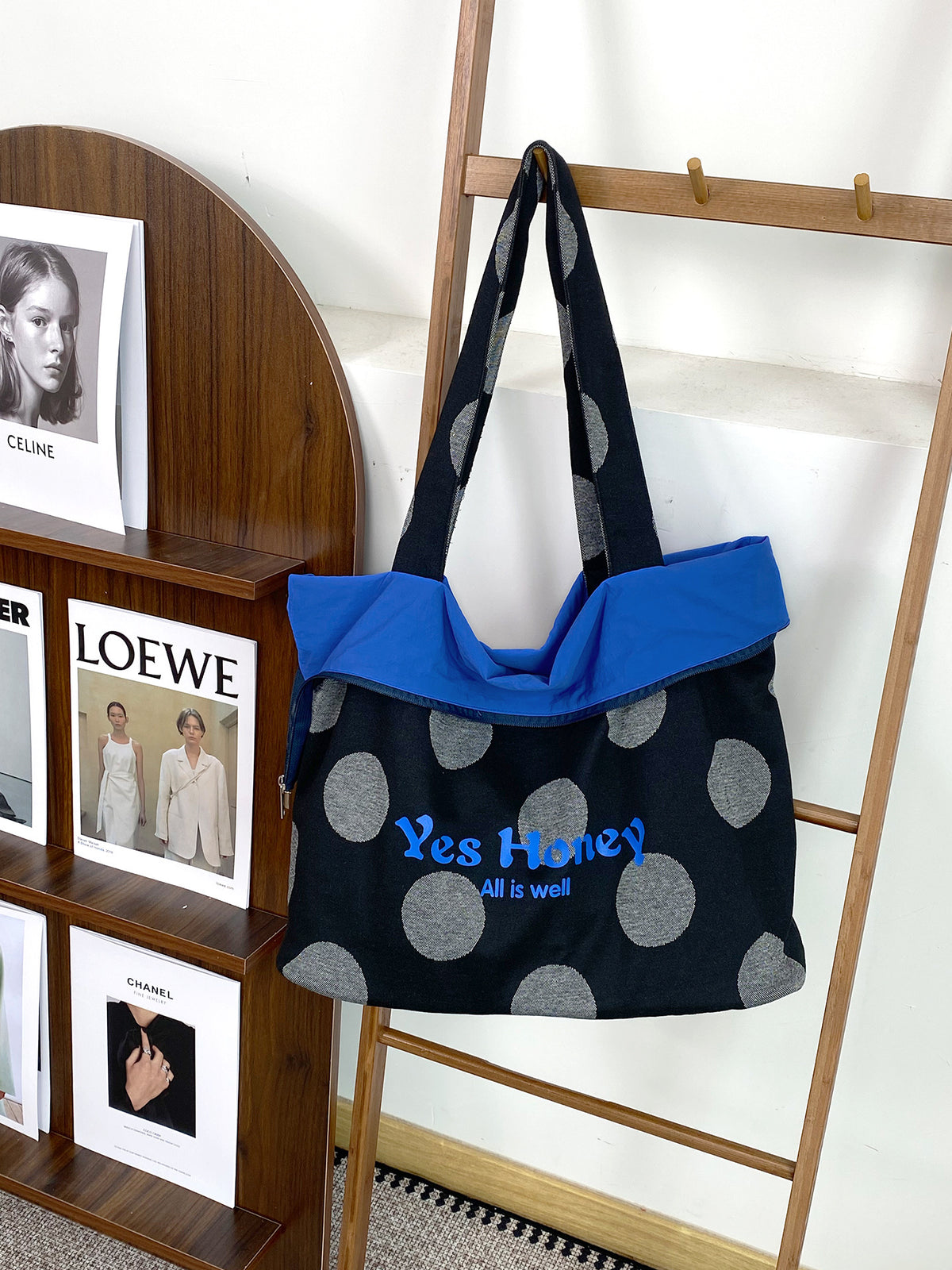 Reversible Polka Dot Tote Bag - DippedShop Wholesale - #6707