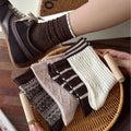 Cozy Striped Cable Knit Thick Crew Socks 6W8FSO693