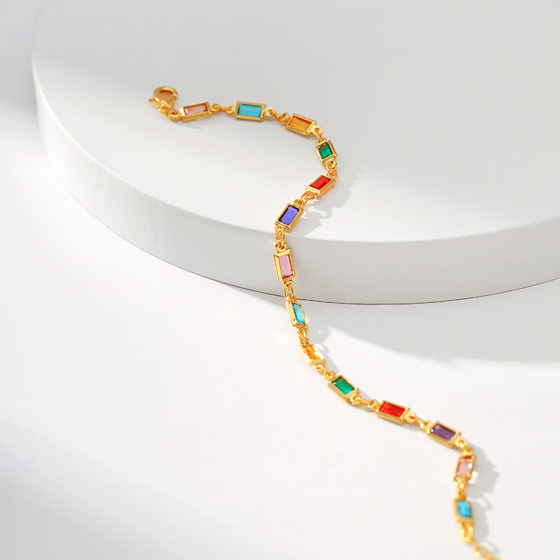 Elegant Gold Multi-Color Chain Bracelet - DippedShop Wholesale - #6403