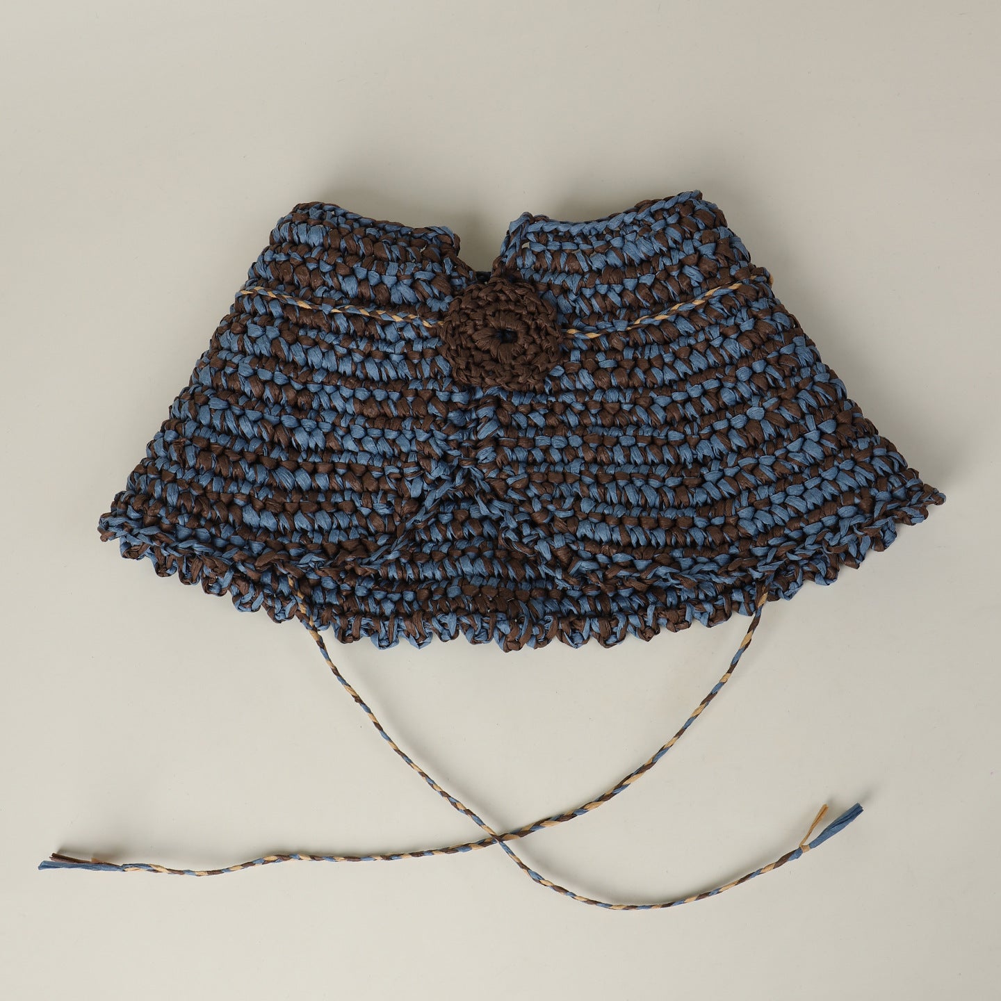 Boho Color Block Crochet Wide Brim Straw Hat 8BK6HAT201T