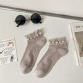 Elegant Pearl Lace Trim Ankle Socks 6W8FSO743