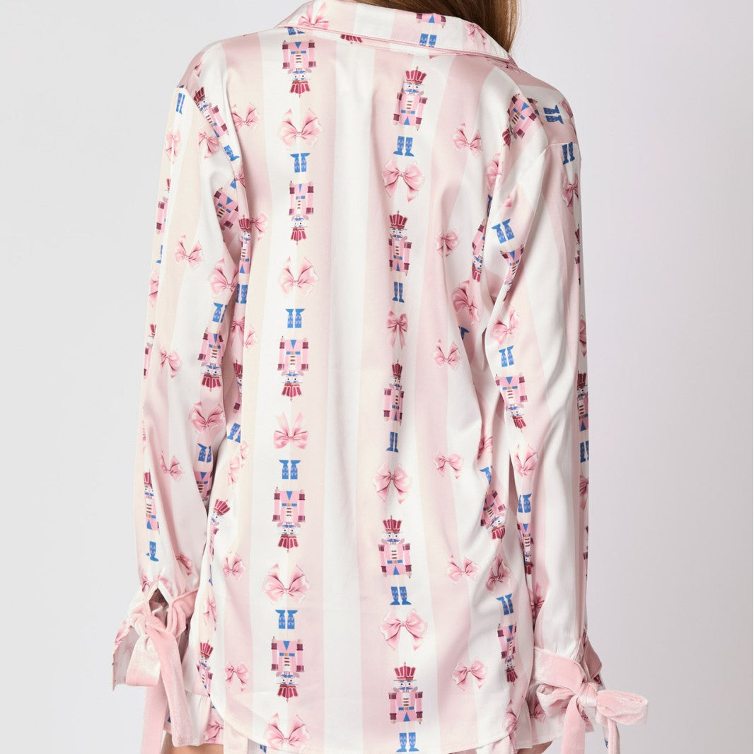 Sweet Cartoon Print Satin Sleepwear Set DP25F886