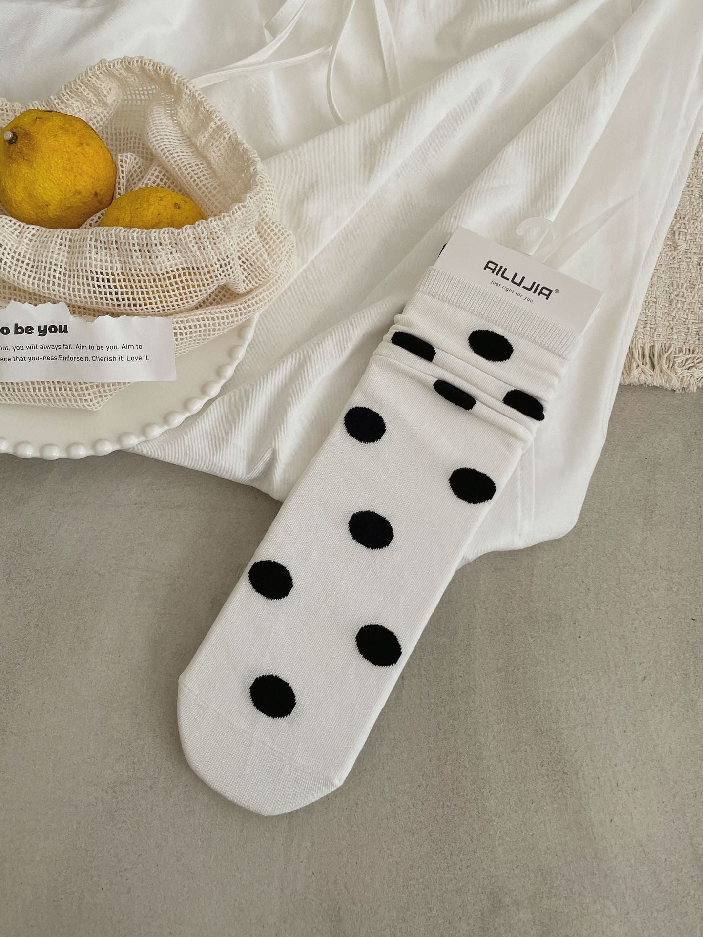 Vintage Polka Dot Soft Scrunch Socks 6W8FSO697