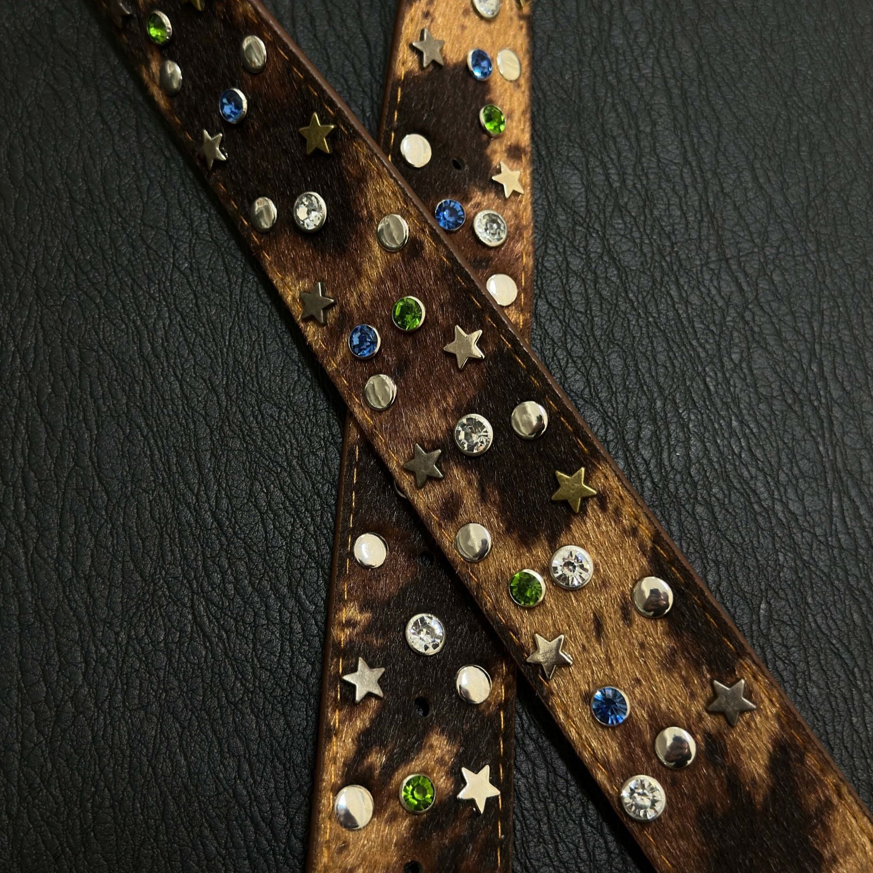 Retro Rhinestone Star Rivet Leather Cowgirl Belt 6W6JBT136
