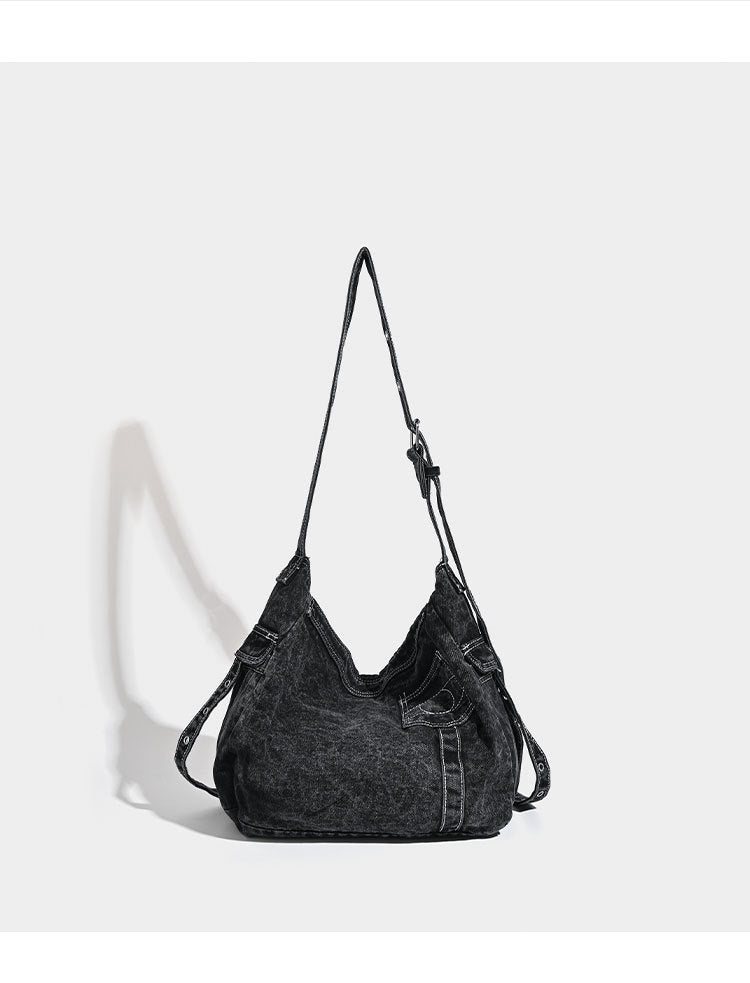 Vintage Washed Denim Rivet Crossbody Bag 6W10BBG1342