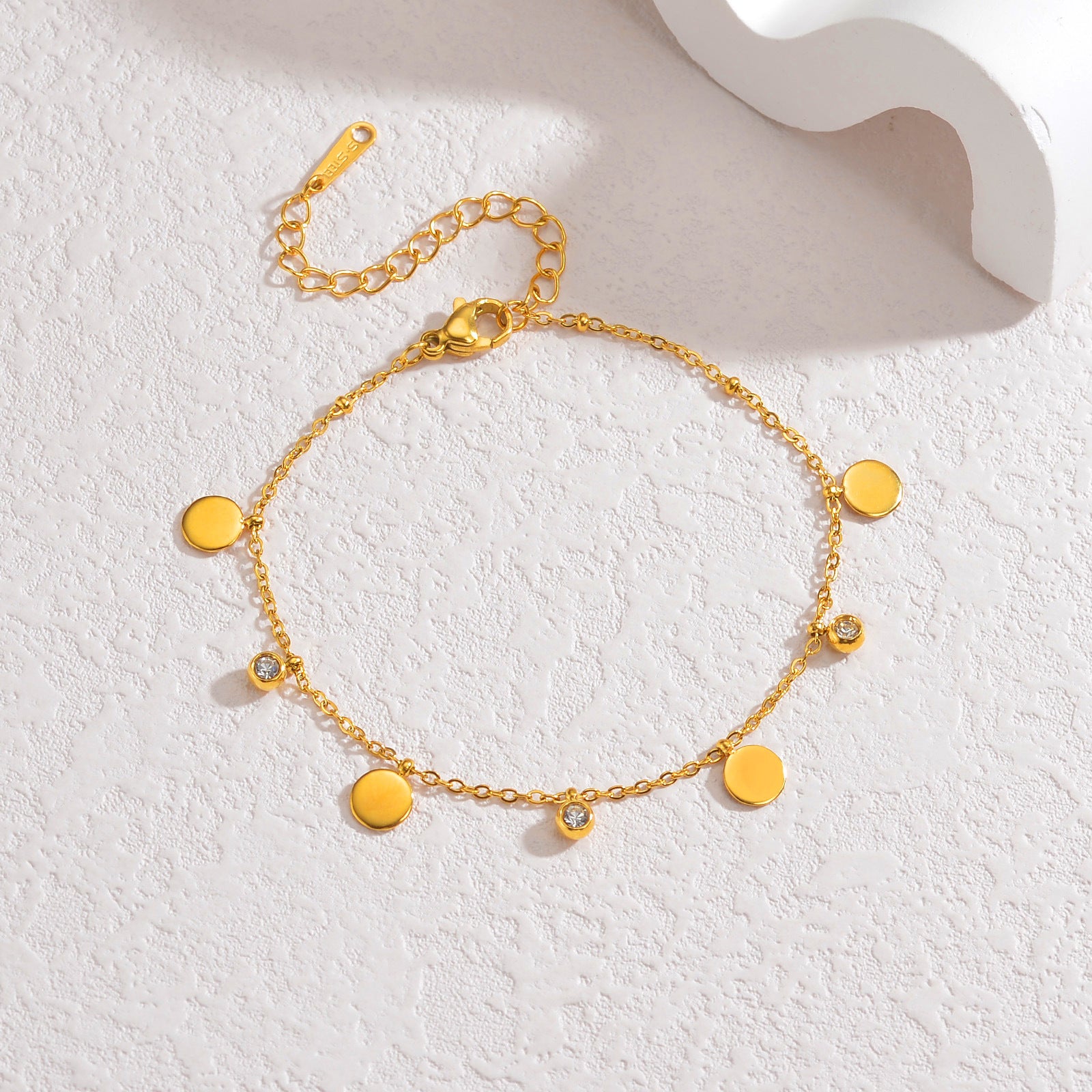 Simple Gold Plated Adjustable Chain Anklet 8ZA6JAB15
