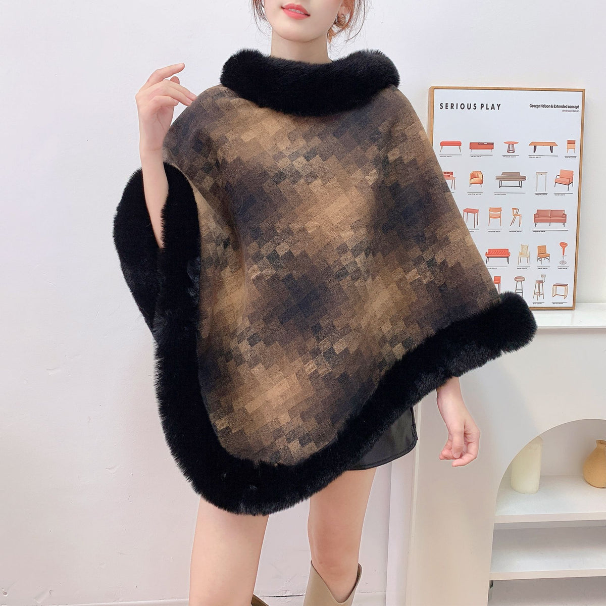 Faux Fur Shawl Cape - DippedShop Wholesale - #4803