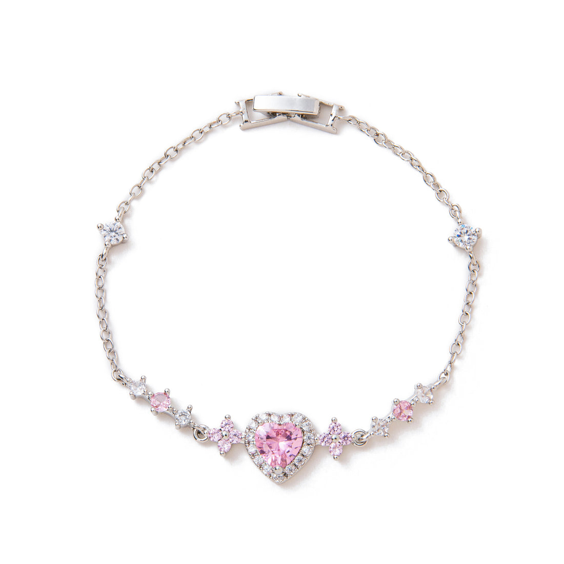 Rhinestone Heart Chain Bracelet - DippedShop Wholesale - #6147