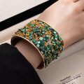 Boho Style Colorful Stone Open Cuff Bracelet 6W6JBR581