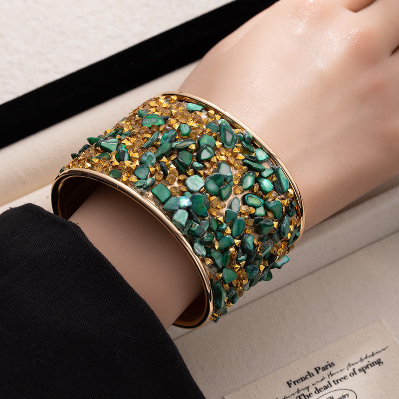 Boho Style Colorful Stone Open Cuff Bracelet 6W6JBR581