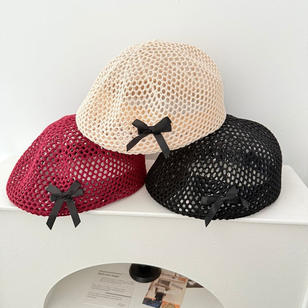 Elegant Bow Knot Hollow Crochet Beanie Hat MK2CK6W6HAT60