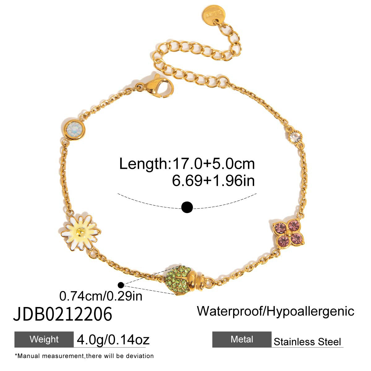 Zircon Flowers Charm Stainless - DippedShop Wholesale - #8915