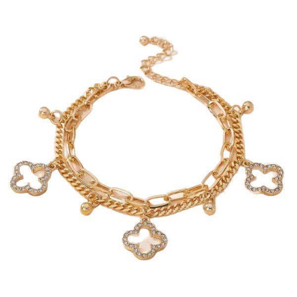 Trendy Gold Plated Four Leaf C - DippedShop Wholesale - #7379