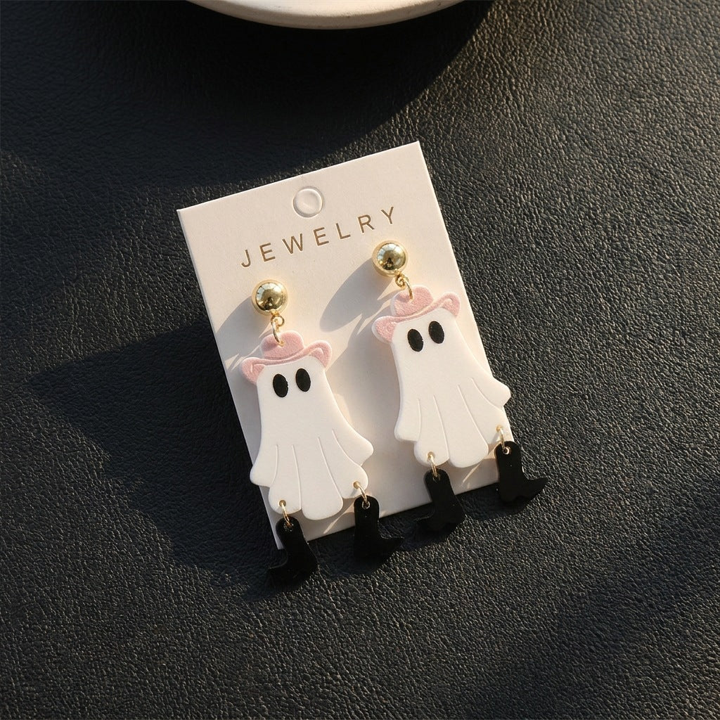 Cute Ghost Halloween Skeleton Dangle Earrings 6W6JER553
