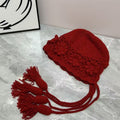 Floral Ear Flaps Knit Beanie - DippedShop Wholesale - #6451