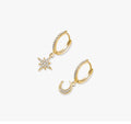 Stylish Rhinestones Moon Pendant Hoop Earring 6W6JER570