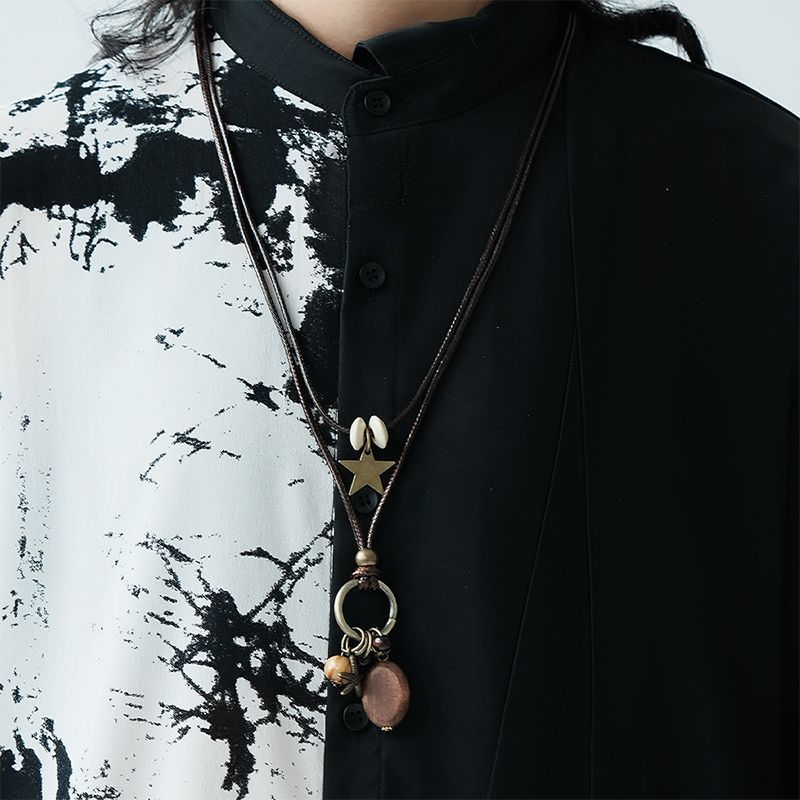 Layered Wooden Star Necklace - DippedShop Wholesale - #7411