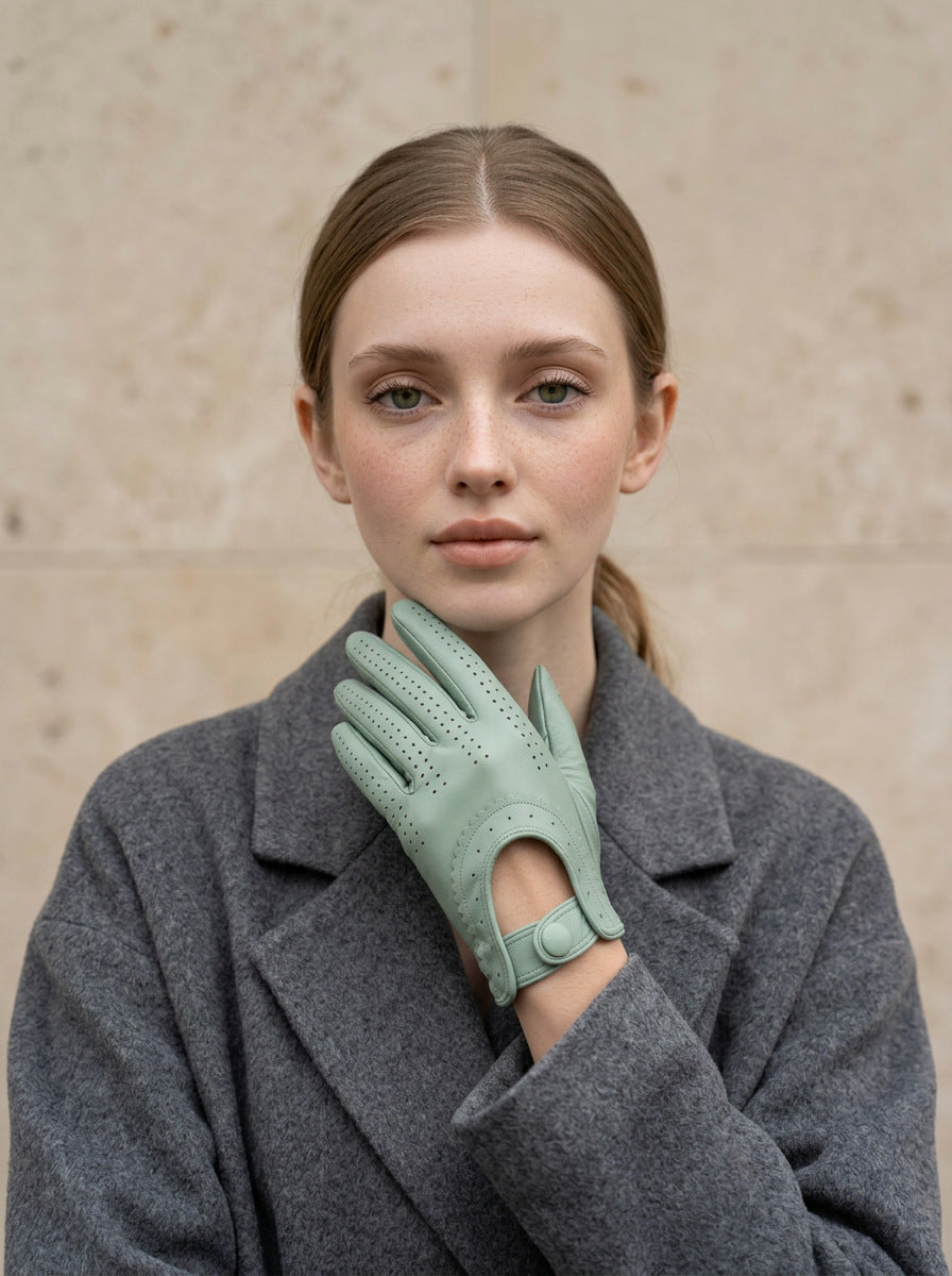 Leather Mesh Driving Gloves - DippedShop Wholesale - #3987