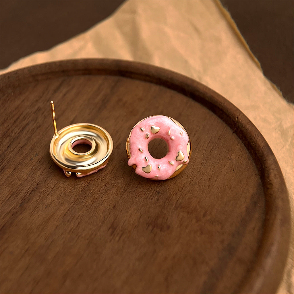 Sweet Gold Plated Doughnut Shape Stud Earring 6W6JER561