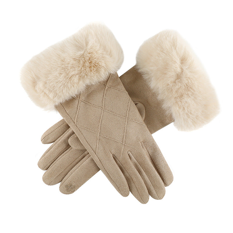 Plaid Suede Touch Screen Gloves - DippedShop Wholesale - #3299