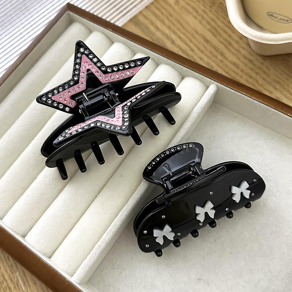 Elegant Black Rhinestone Acetate Hair Claw DP25B940