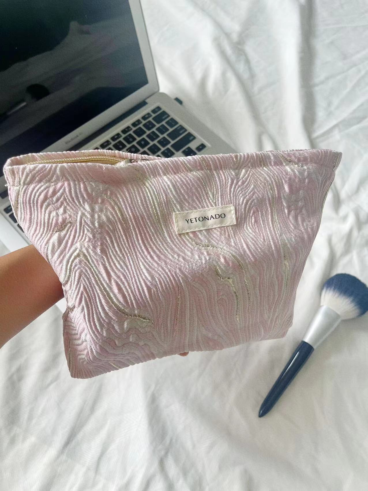 Minimalist Color Block Embossed Travel Makeup Bag MK2BW6W10BOB391