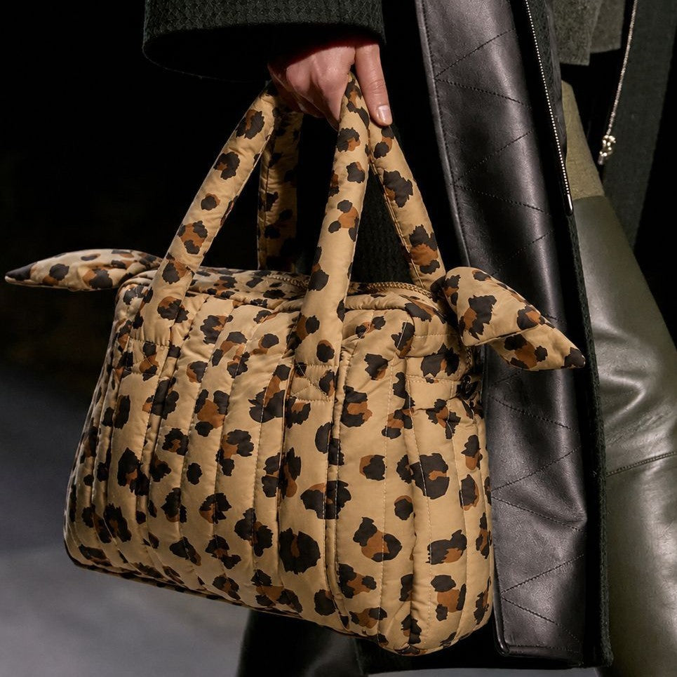 Leopard Print Puffer Lightweight Padded Tote Bag 6W10BBG2403