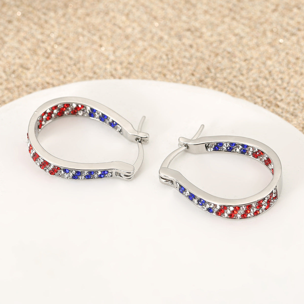 Electroplate Sparkling Rhinestones Hoop Earring 8ZA6JER187L