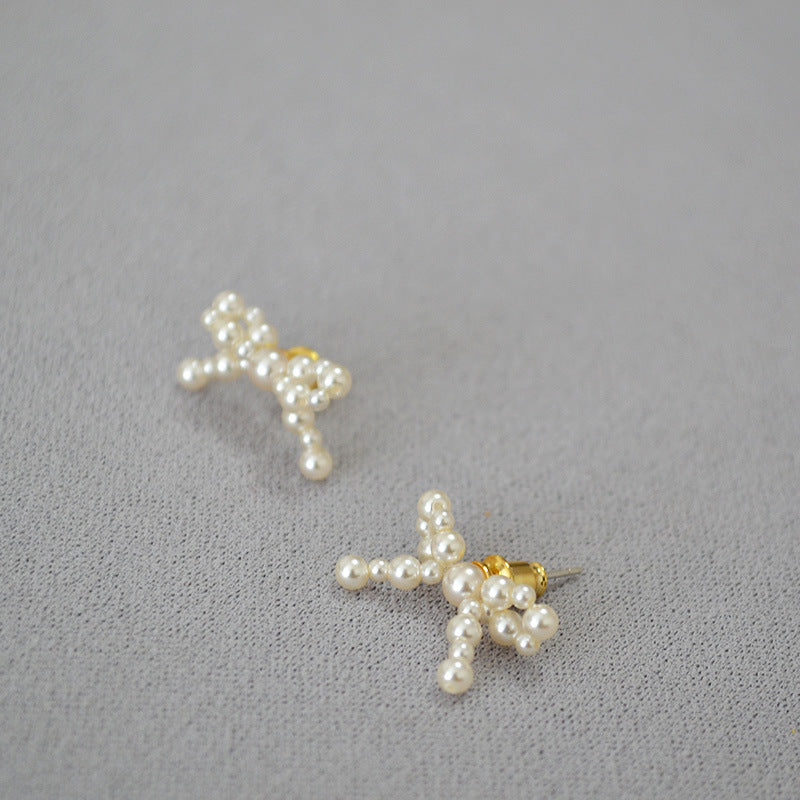 Pearl Bow Stud Earrings - DippedShop Wholesale - #4675