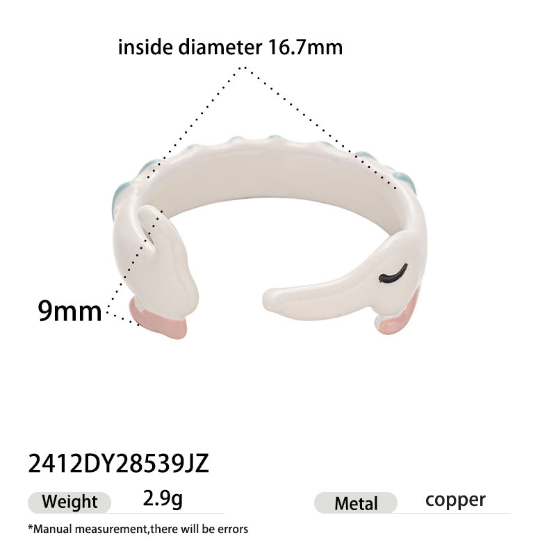 Piglet Enamel Open Ring - DippedShop Wholesale - #9827