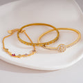 Trendy Cubic Zirconia Gold Plated Chain Bracelet 6W6JBR568
