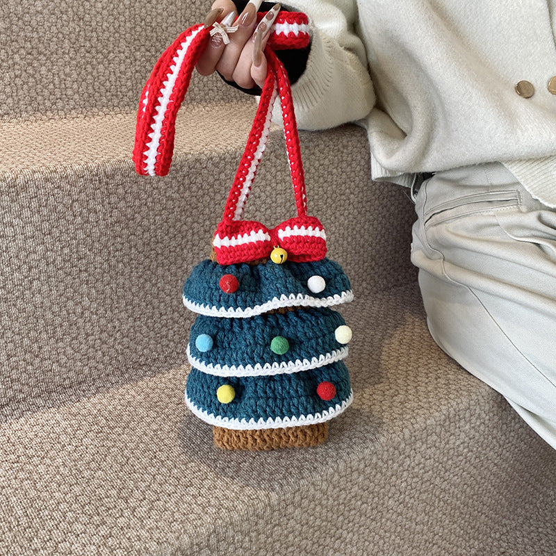 Cute Handmade Crochet Christmas Tree Crossbody Bag DP25H503