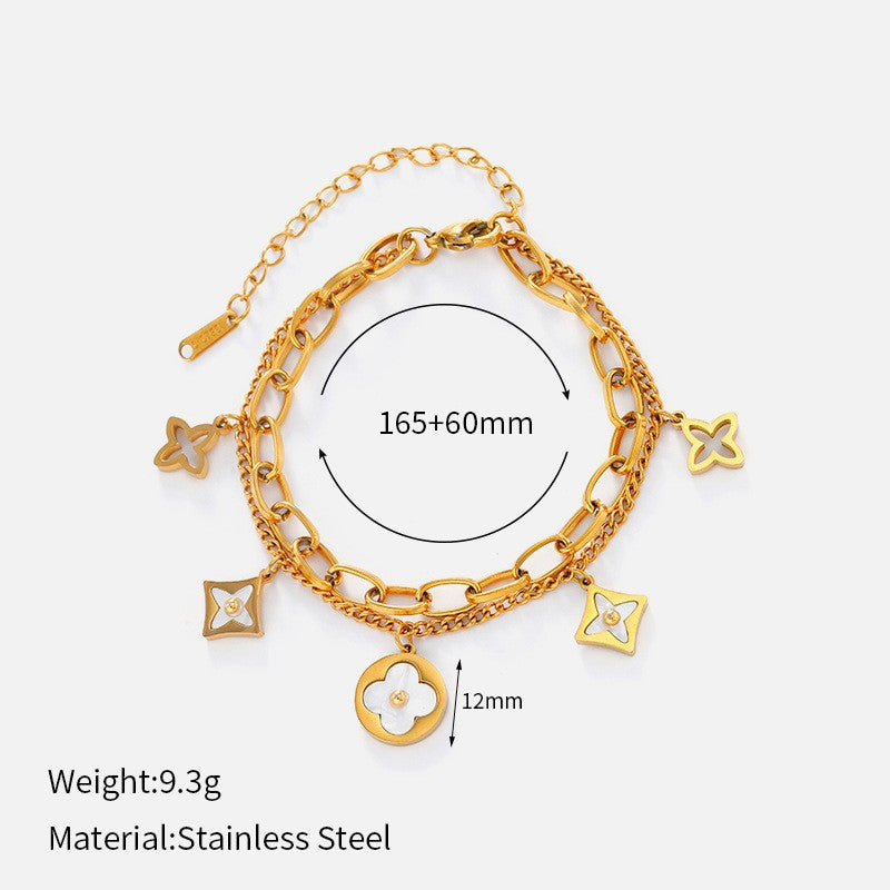 Stylish Gold Plated Heart Floral Pendant Bracelets 6W6JNC636