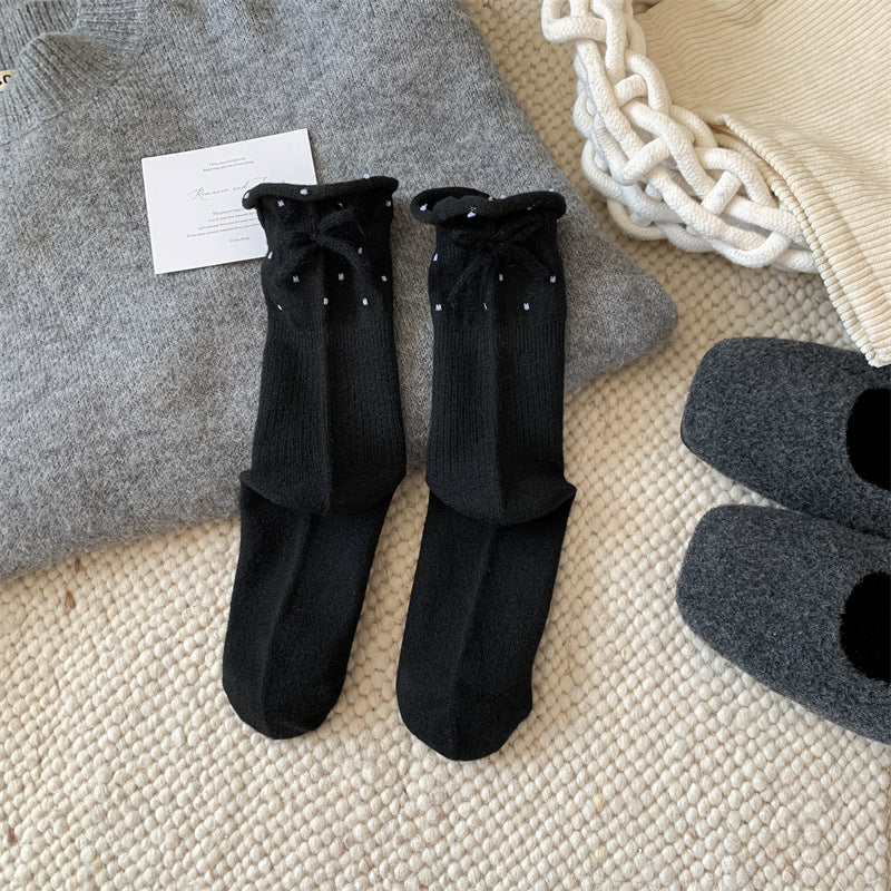 Polka Dot Bowknot Slouchy Socks - DippedShop Wholesale - #4723