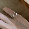 Stylish Cross Meteor Diamonds Open Ring 8ZA6JRG130L