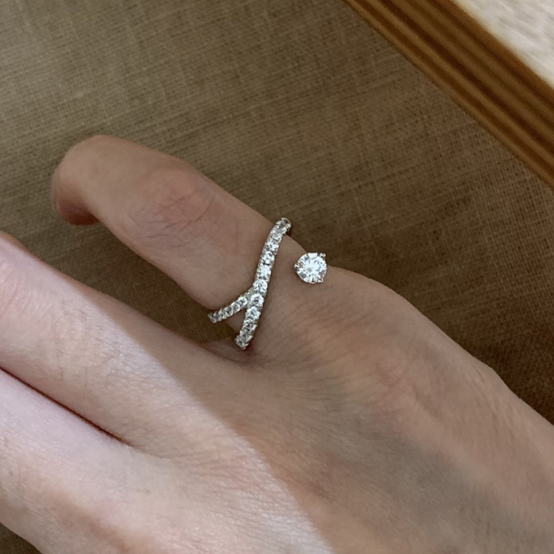 Stylish Cross Meteor Diamonds Open Ring 8ZA6JRG130L
