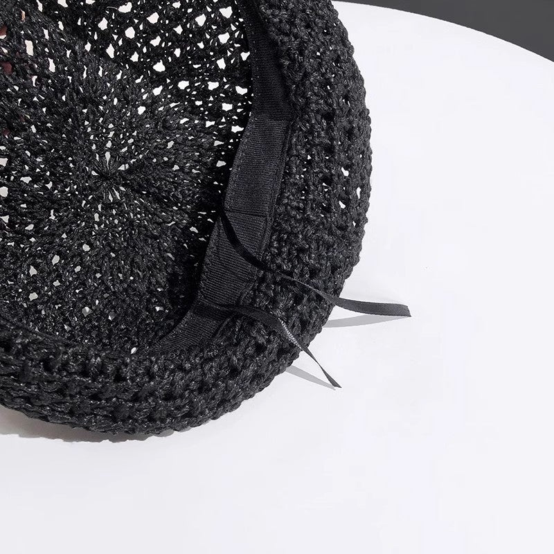 Simple Hollow Out Crochet Thin Beret Hat MK2CK6W6HAT65