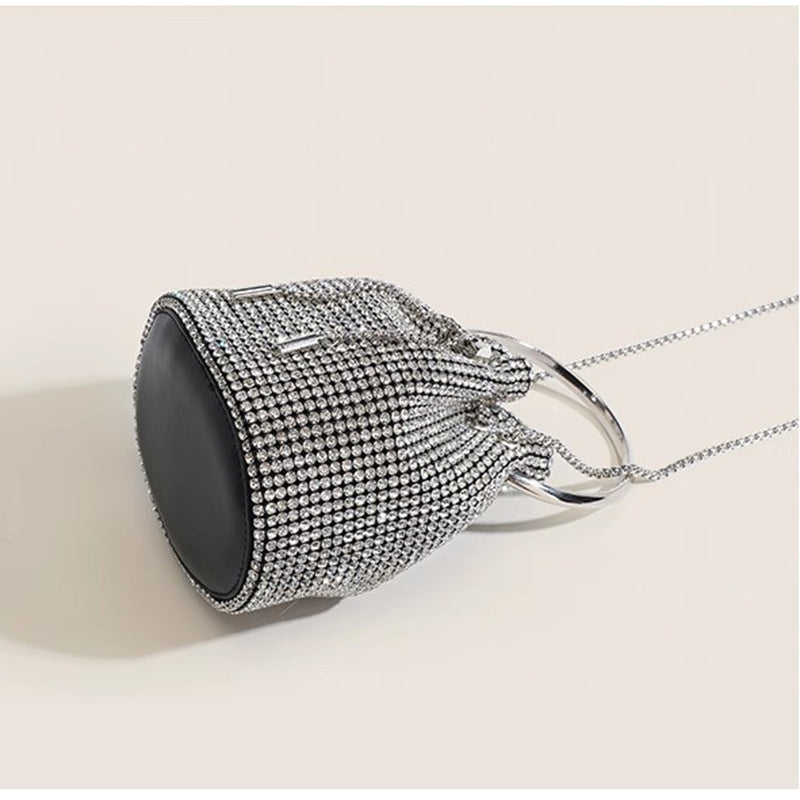 Luxury Sparkling Rhinestone Round Handle Bucket Bag 6W10BBG1410