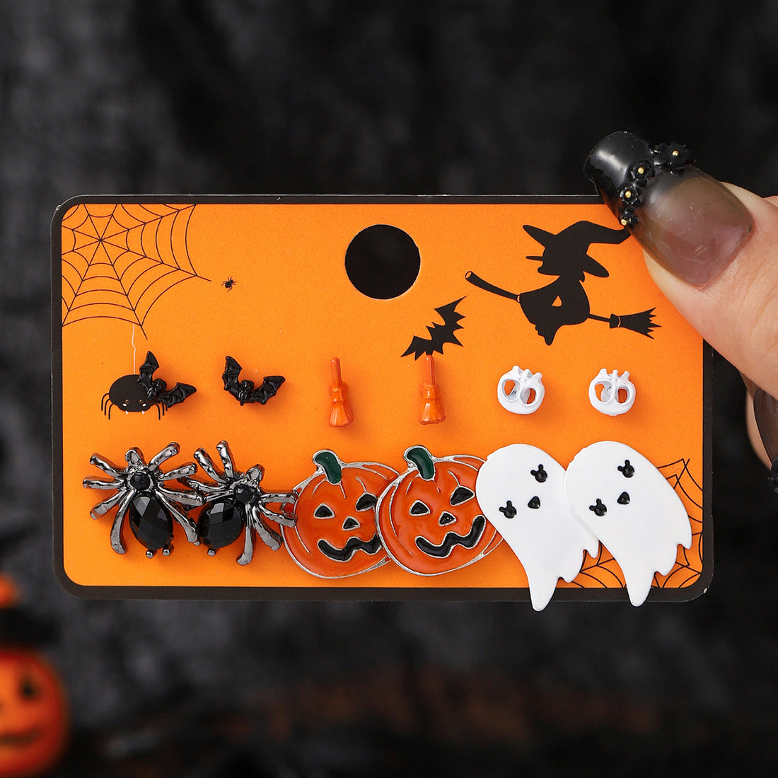 5+ Pumpkin Spider Cartoon Halloween Earrings DPJE2736