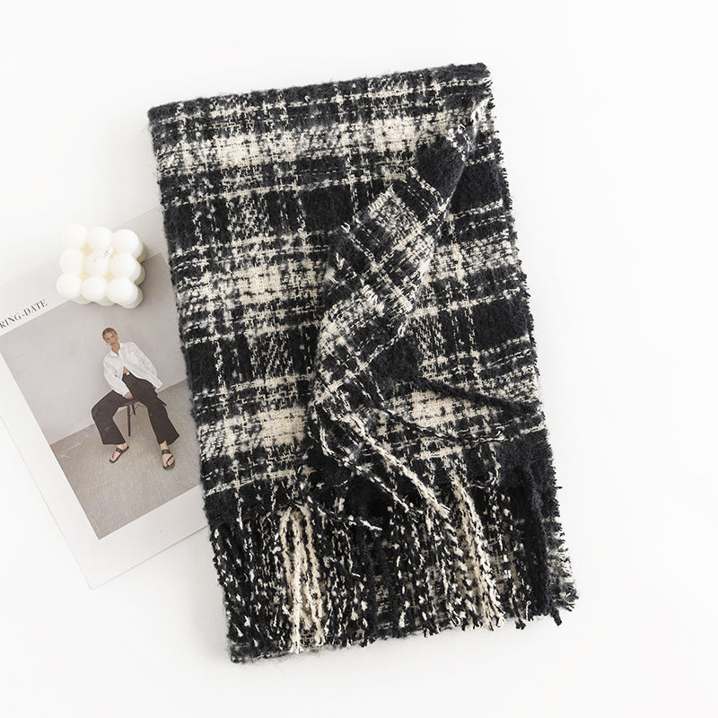 Vintage Soft Plaid Tassel Scarf 6W6NSW289